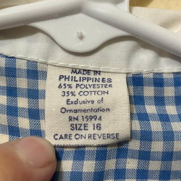 Vintage Unbranded Baby Blue Gingham Embroidered Train Button Up Shirt Size 0-3m - Picture 4 of 5
